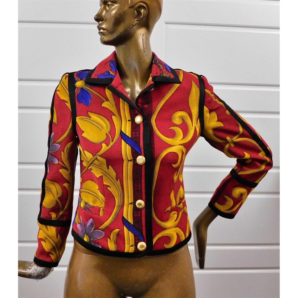 Gianni Versace Versus Vintage‎ Iconic Purple Red Gold Black 100% Blazer 30/44